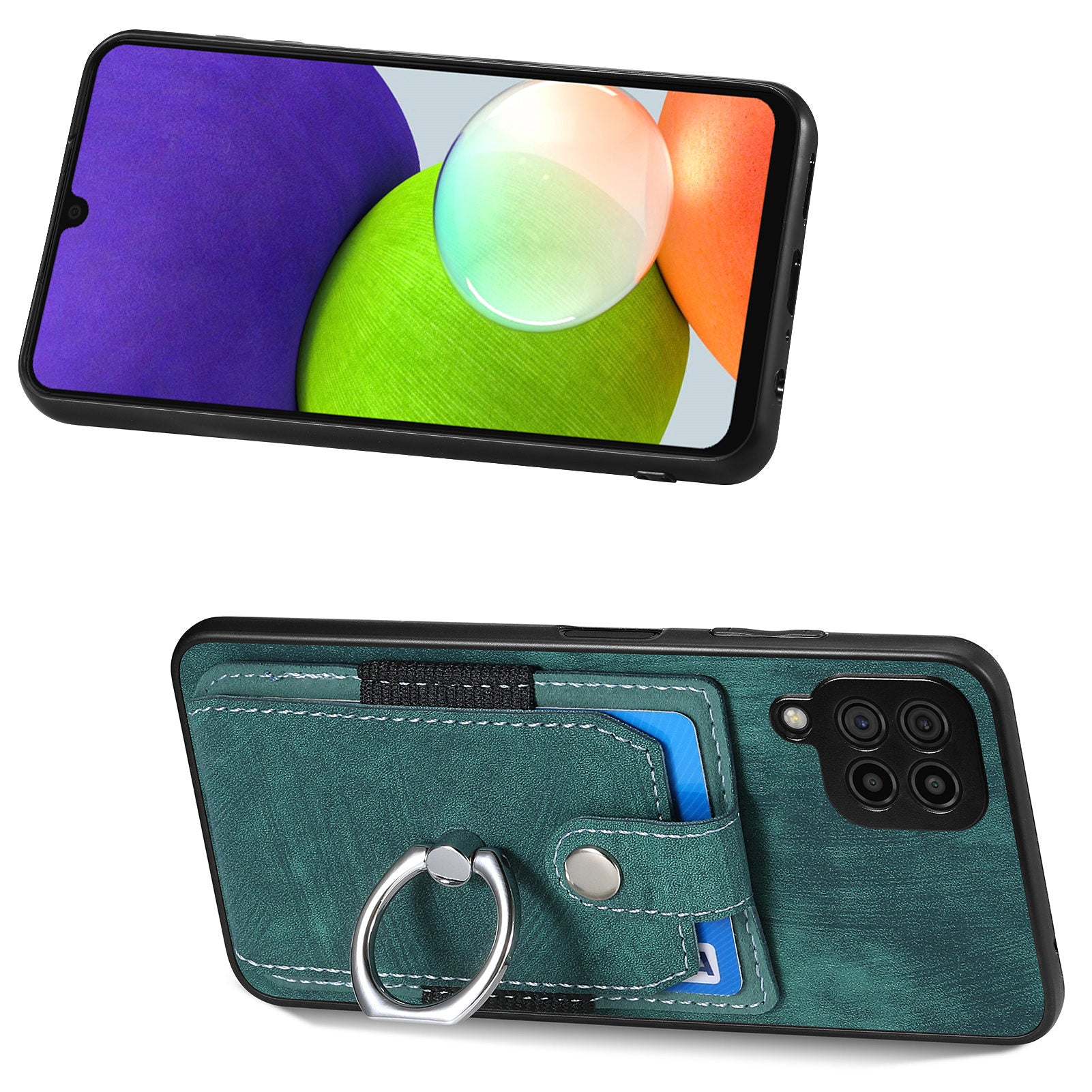 Kickstand Phone Case for Samsung Galaxy A22 4G (EU Version) Anti-Drop PU Leather TPU PC Cover with Card Holder Kickstand Phone Case for Samsung Galaxy A22 4G (EU Version) Anti-Drop PU Leather TPU PC Cover with Card Holder
